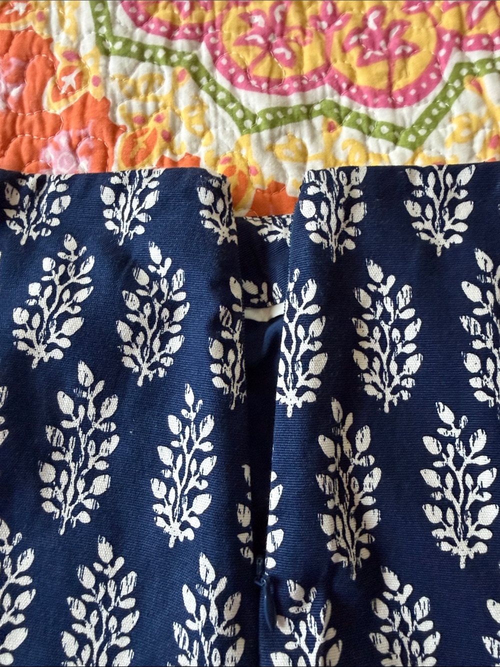 Talbots Cotton Navy Batik Printed A-Line Skirt - Picture 4 of 9